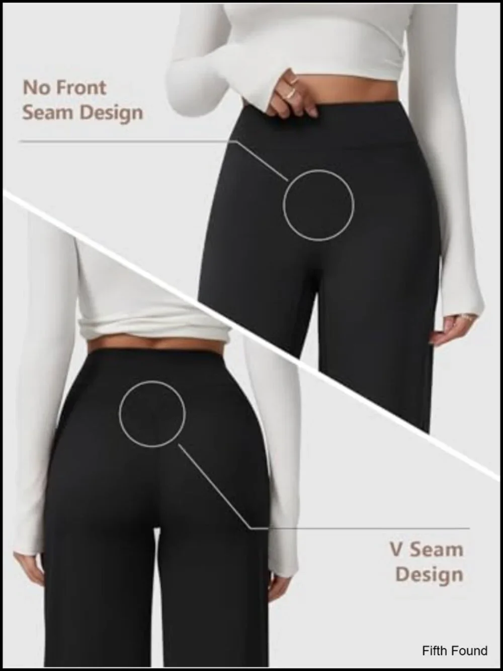 High Waisted Wide Leg Yoga Pants, Butt Lifting Straight Leg Leggings No Front